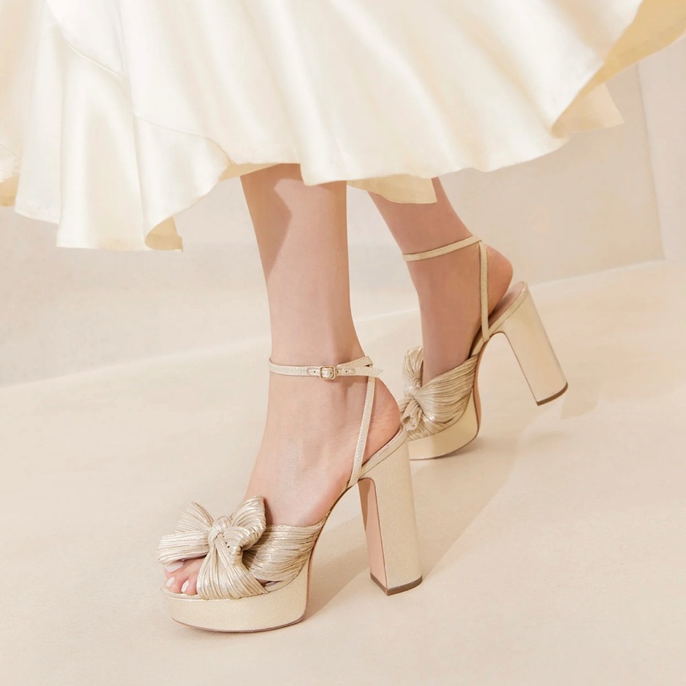 Loeffler Randall Natalia Platinum Platform Bow Heel in Platinum